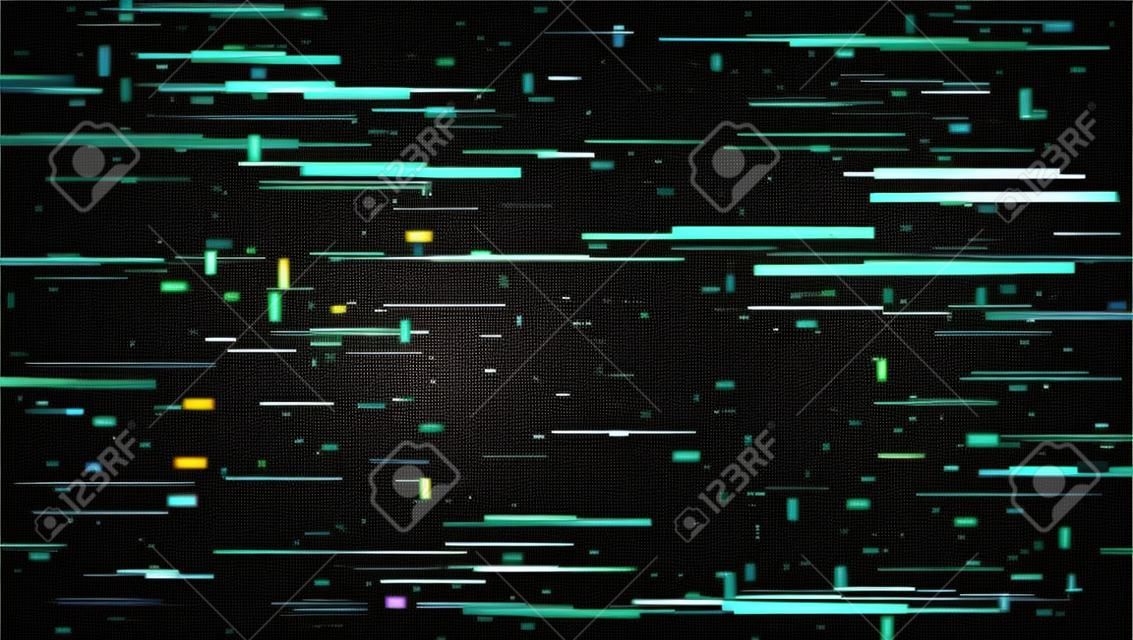 Creatieve vector illustratie van tv-scherm glitch ruis textuur geïsoleerd op transparante achtergrond. Kunstontwerp. Digital geen signaal statische fout. Televisie verval lawaai. Abstract concept grafisch element