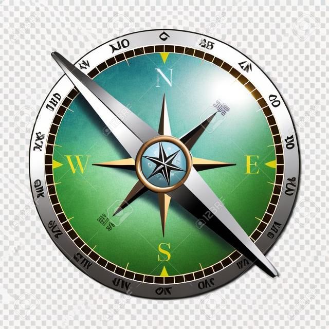 Ilustracja wektorowa kreatywnych kompas magnetyczny róża wiatrów na przezroczystym tle. Projekt artystyczny dla globalnych podróży, turystyki, eksploracji. Koncepcja elementu graficznego do nawigacji, orientacji.