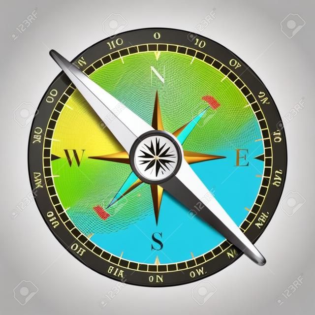 Kreative Vektorillustration des magnetischen Kompasses der Windrose lokalisiert auf transparentem Hintergrund. Kunstdesign für globales Reisen, Tourismus, Erkundung. Konzept grafisches Element für Navigation, Orientierung.