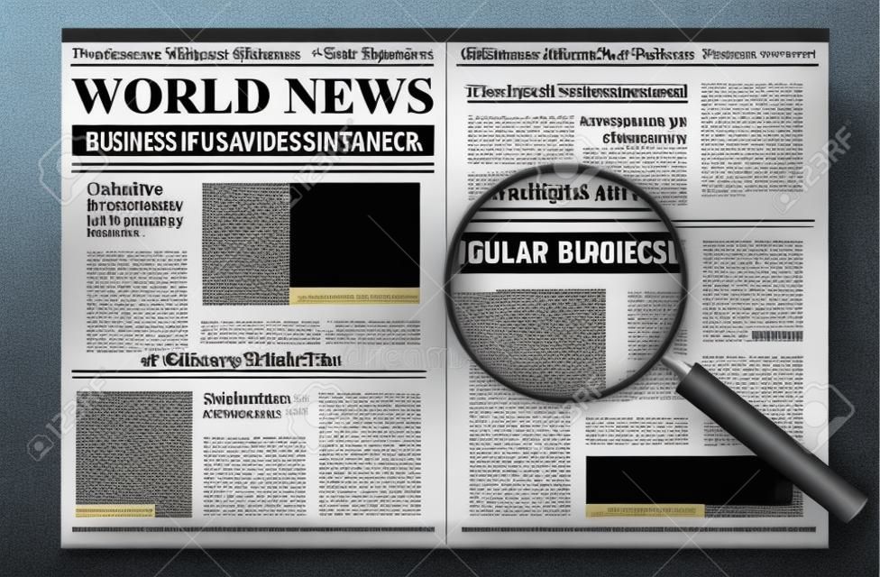 Creative vector illustration of daily newspaper journal, business promotional news isolated on transparent background. Art design mockup template. Abstract concept graphic typographic print element.
