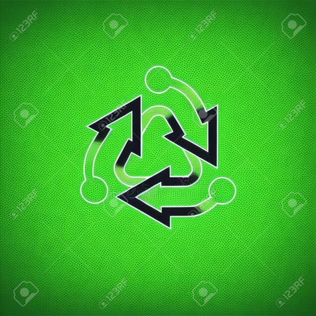 Green recycling logo. recycling icon. Recycled eco vector. Recycle arrows ecology symbol. Recycled cycle arrow. environmental symbol. Vector illustration isolated on white background