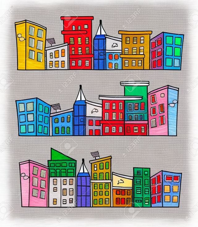 színes városkép doodle