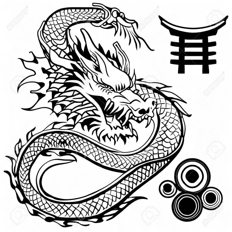 Japanisch Dragon Tattoo T-Shirt im Vektorformat