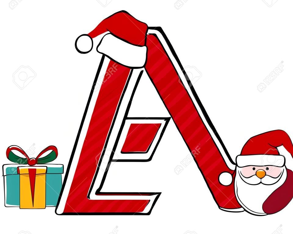 lettre majuscule z avec chapeau de père Noël rouge et éléments de conception de noël isolés sur fond blanc. peut être utilisé pour une carte de vacances, une décoration de pépinière ou une invitation à un pâté de Noël