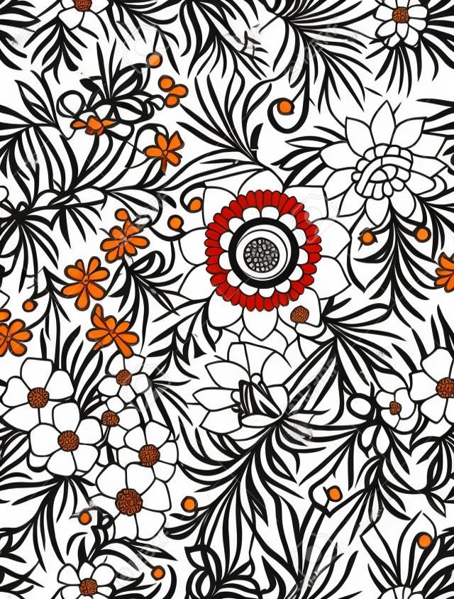 Nahtloser Musterhintergrund mit abstrakten dekorativen Sommerblumen