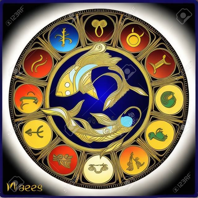 Signo del zodiaco. Colección de horóscopo astrológico. Ilustración vectorial
