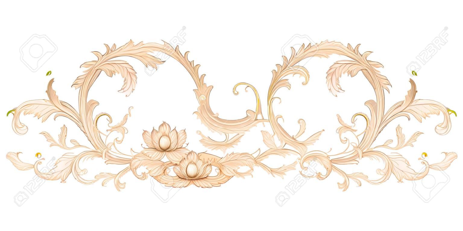 Elements In baroque, rococo, victorian, renaissance style. Trendy floral vintage pattern. Vector illustration.