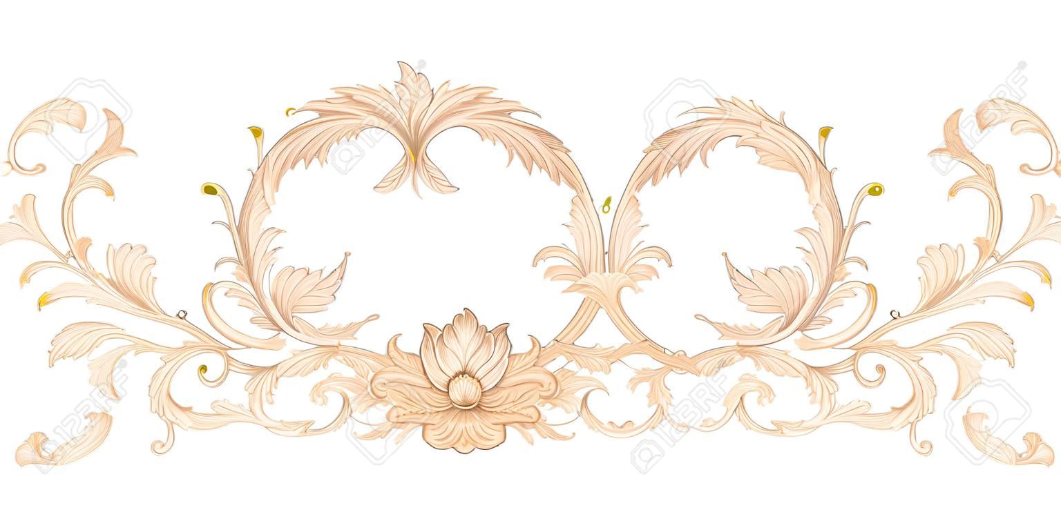 Elementen In barokke, rococo, victoriaanse, renaissance stijl. Trendy bloemen vintage patroon. Vector illustratie.