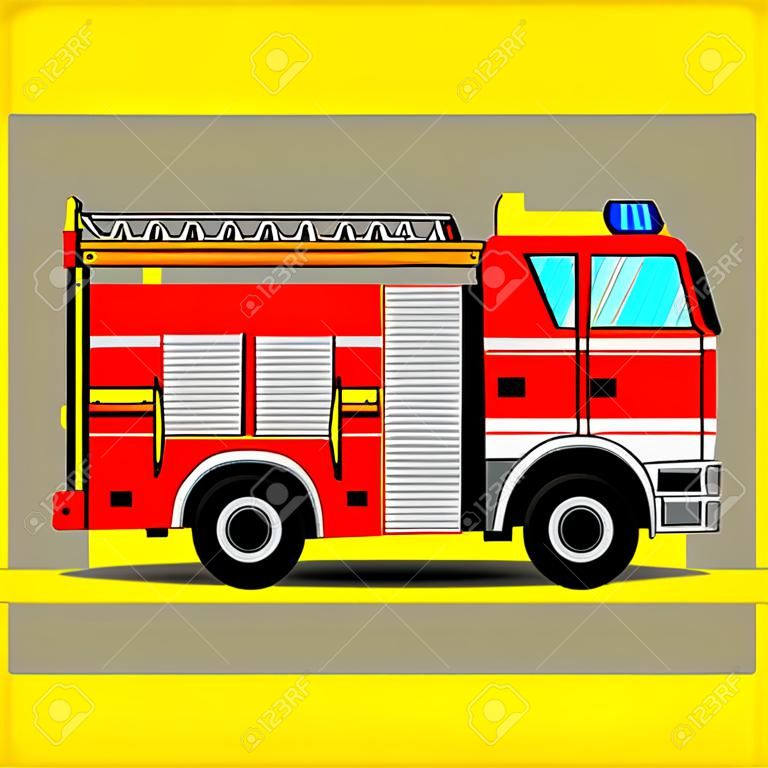 Feuerwehrauto auf gelbem Hintergrund