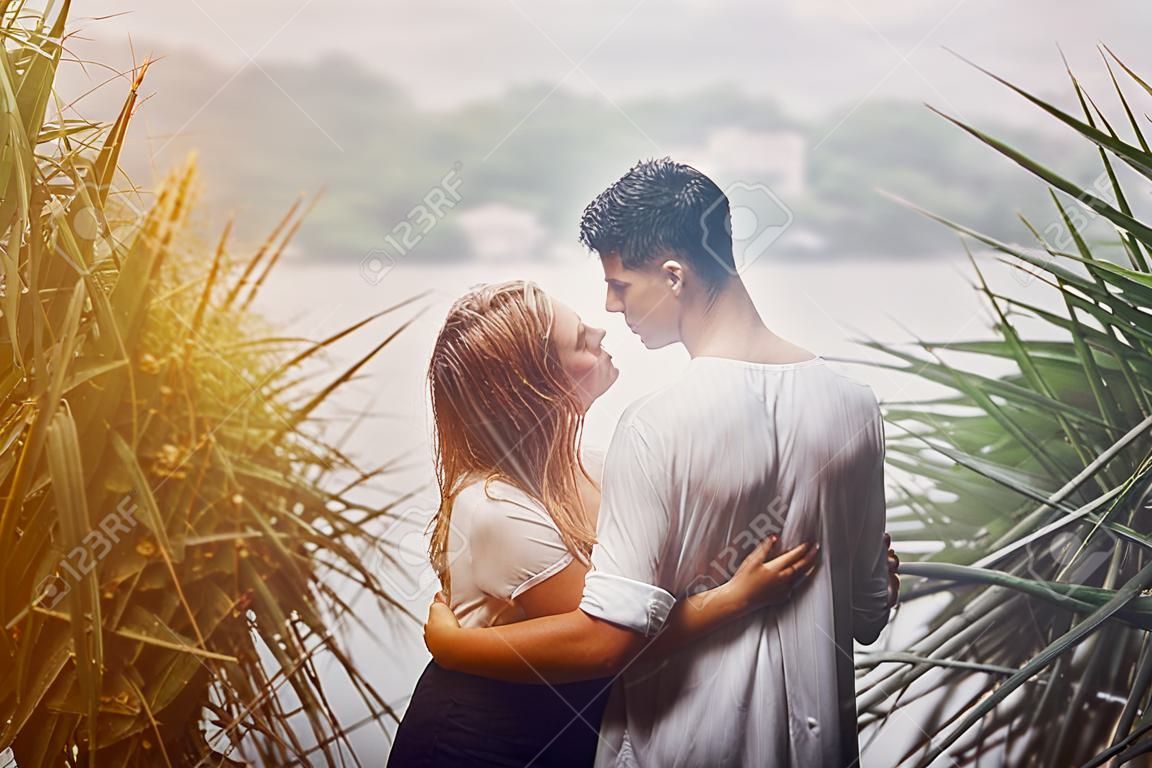 couple in the rain