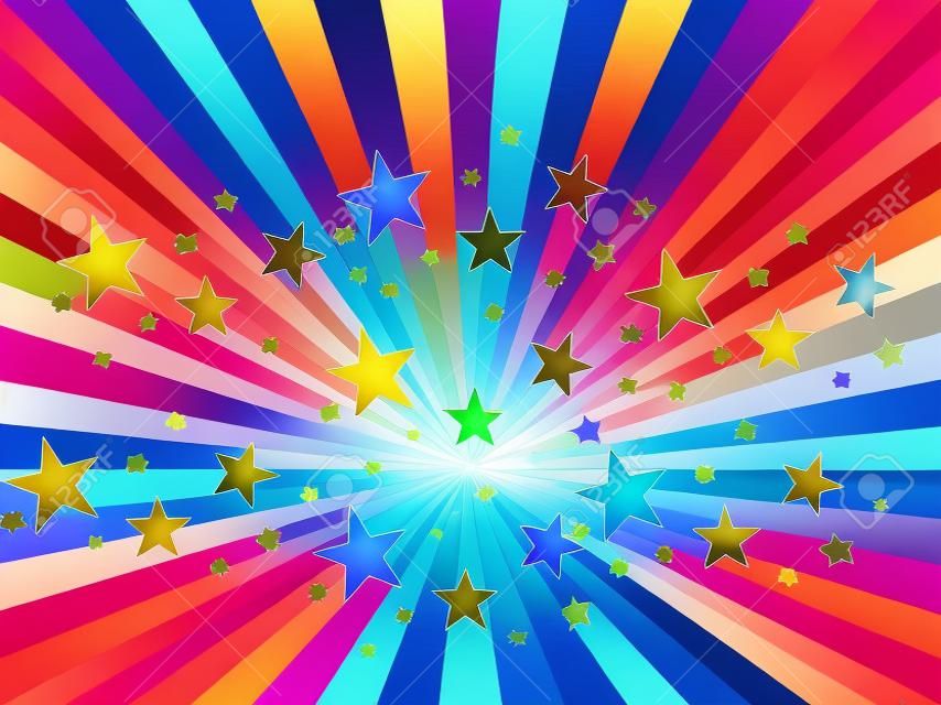 Abstract rainbow and stars background