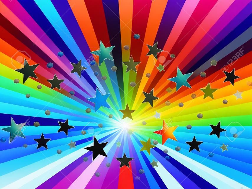 抽象的な虹と星の背景