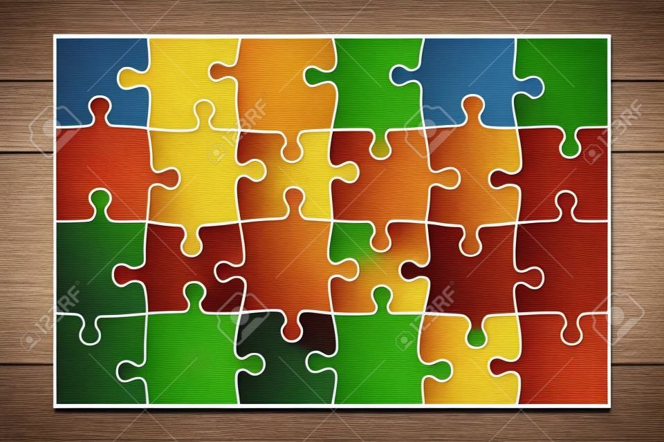 Jigsaw Puzzle template 24 pieces vector.