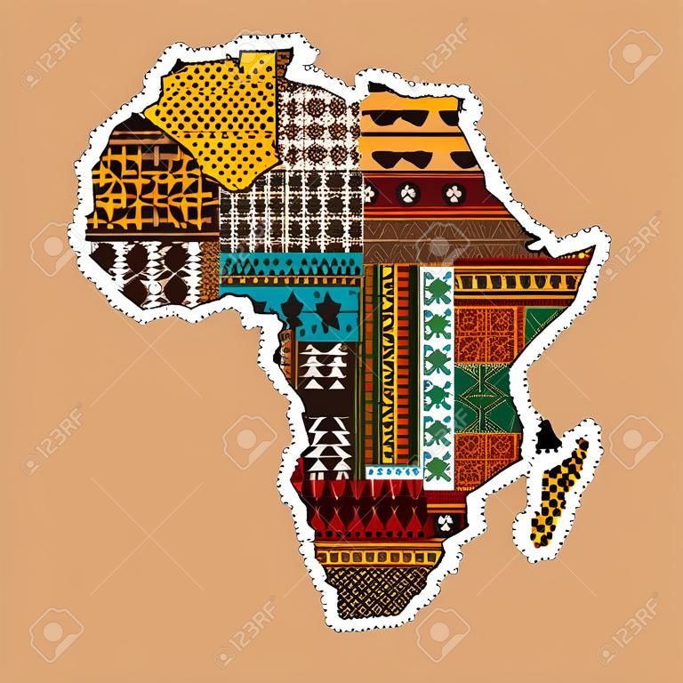 Afrika kaart met landen gemaakt van etnische texturen