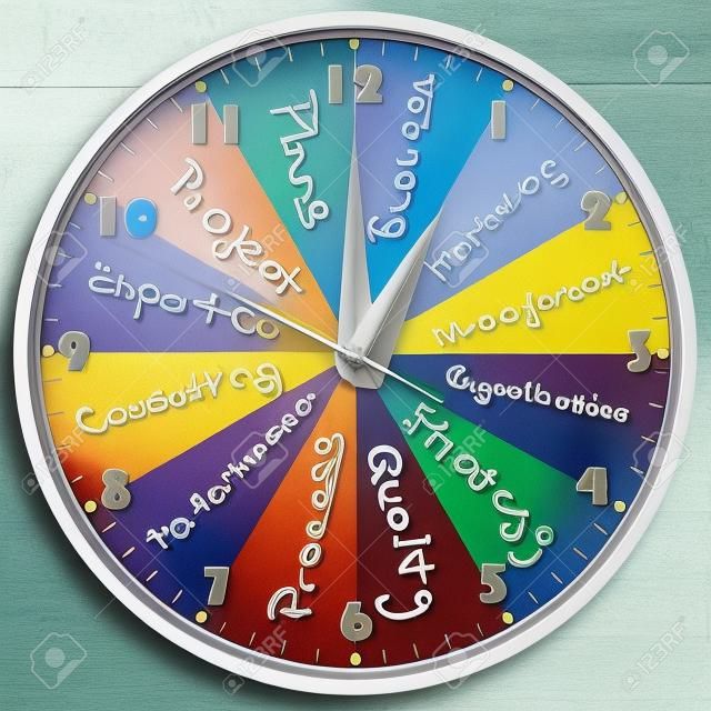 Horloge murale colorée entreprise à temps