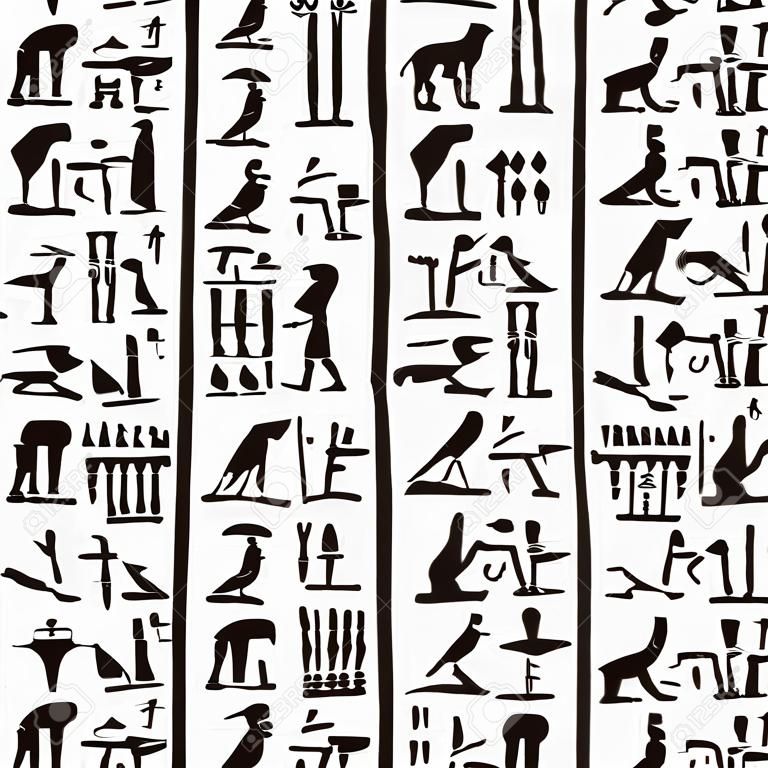 Czarno-białe tło hieroglify egipskie