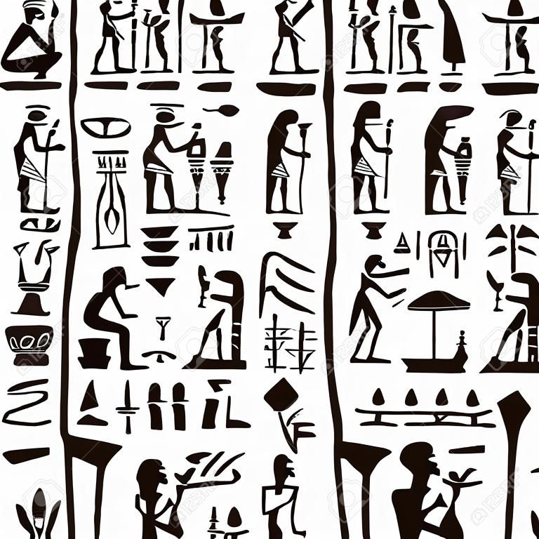 黒と白のエジプトの象形文字の背景