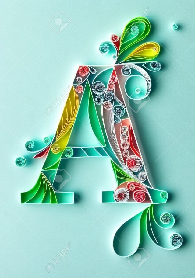 Quilled letter A, isolated on white background