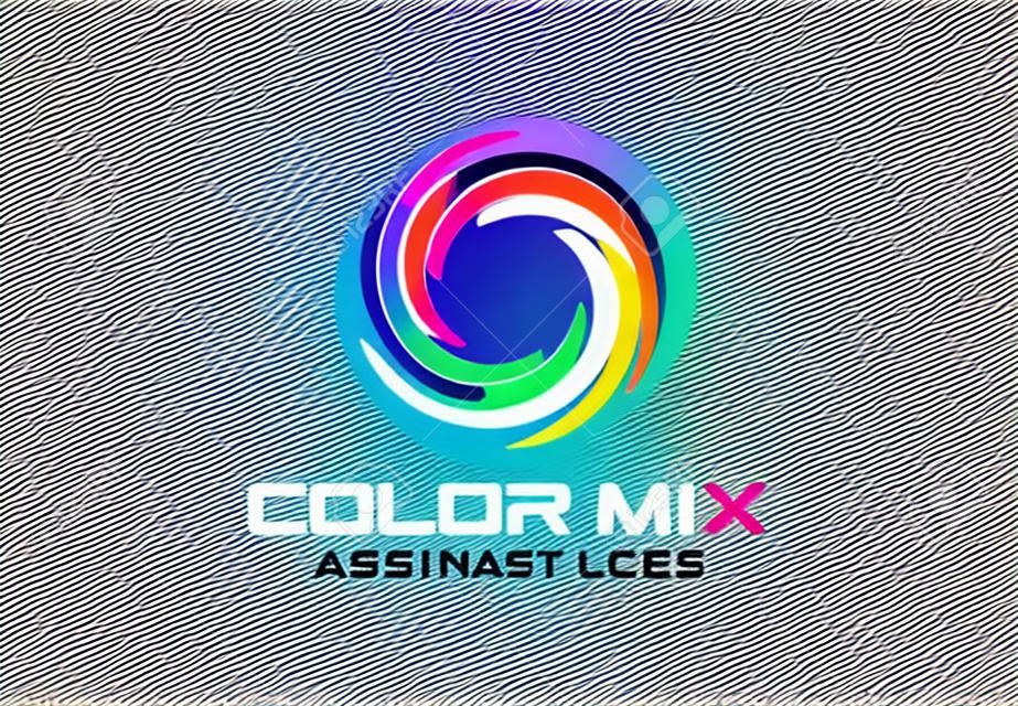 Abstract business company logo. Corporate identity design element. Color circle segments mix, round spectrum logotype idea. Multicolor art palette, paint swirl, rainbow concept. Colorful Vector icon