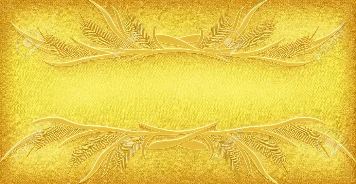 Векторная иллюстрация золотых колосьев пшеницы. Может использоваться как элемент оформления рамки, угла или границы.