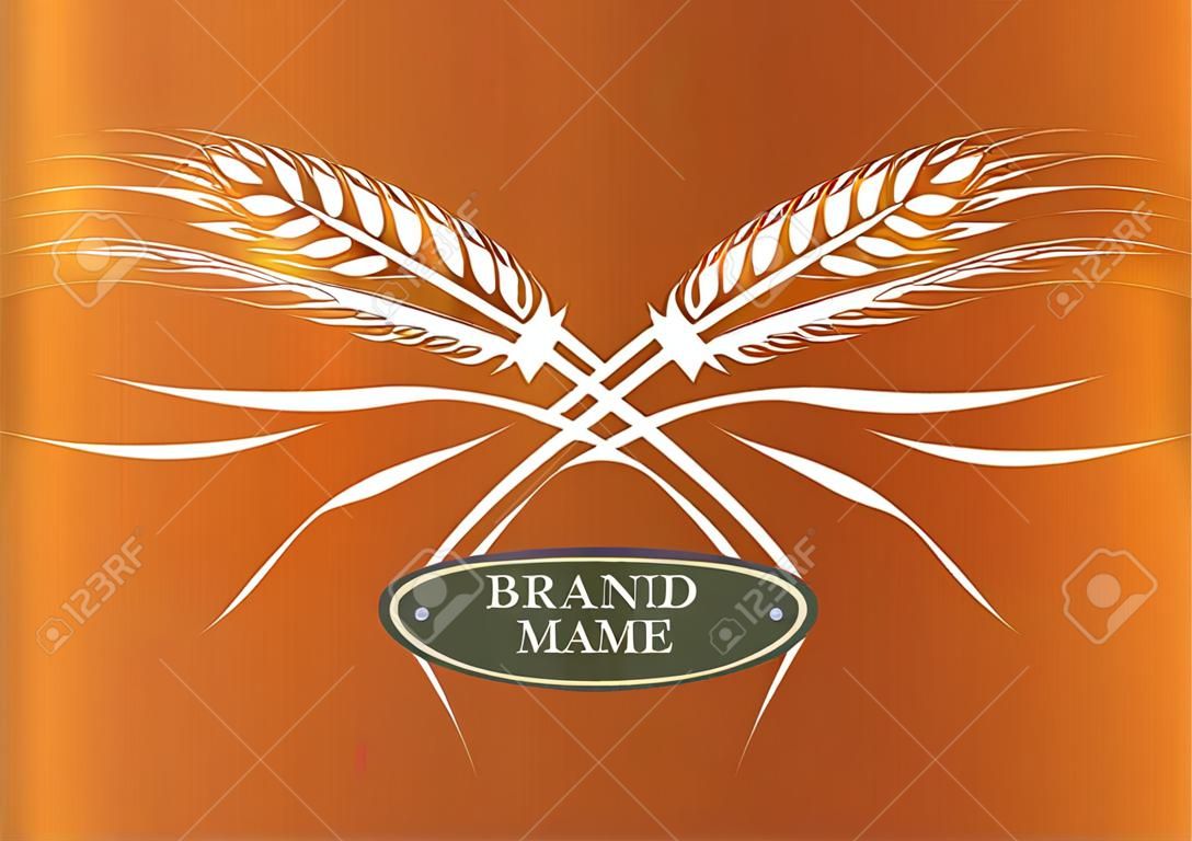 Two crossed wheat ears, vector. Logo brand icon template.