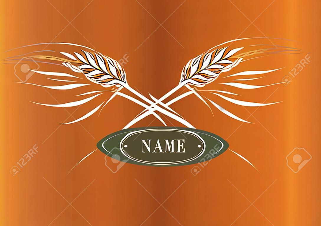 Two crossed wheat ears, vector. Logo brand icon template.