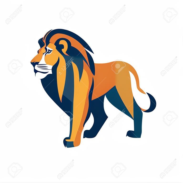 Standing lion isolated on a neutral background. Illustration vector