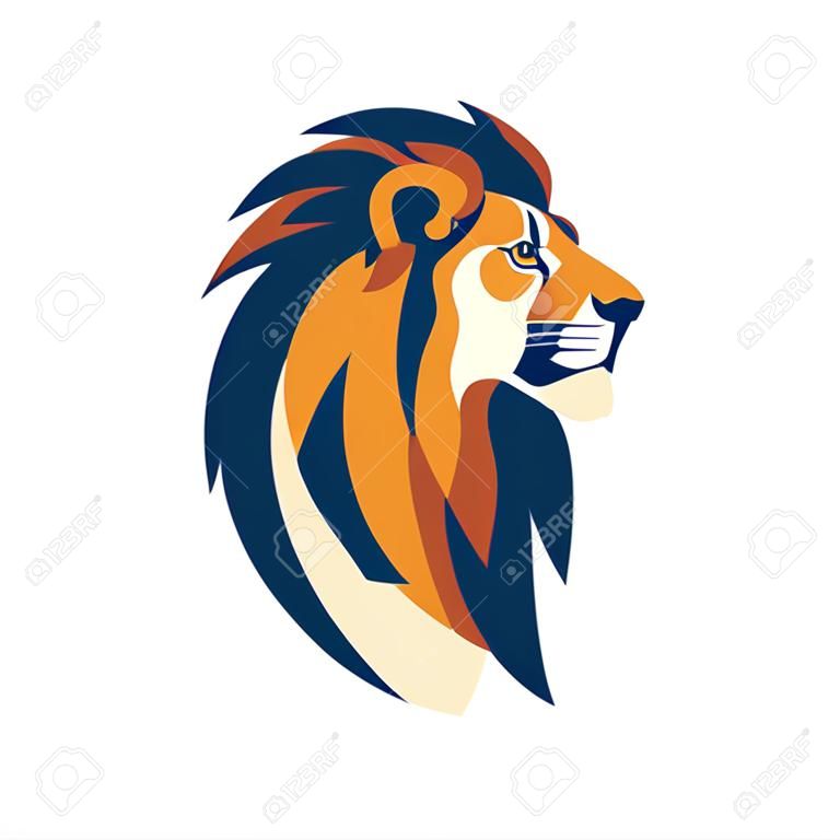 Standing lion isolated on a neutral background. Illustration vector