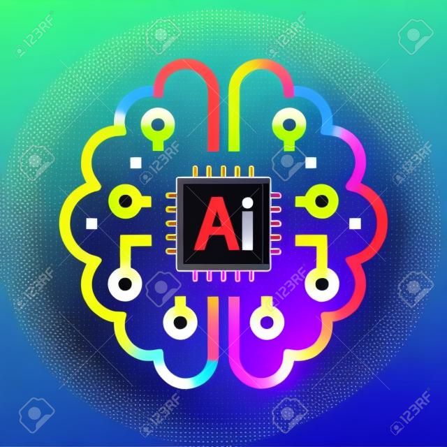 Ai, artificial, brain, chip, intelligence icon - Perfect use for designing and developing websites, printed files and presentations, Promotional Materials and many more. Vector EPS file.