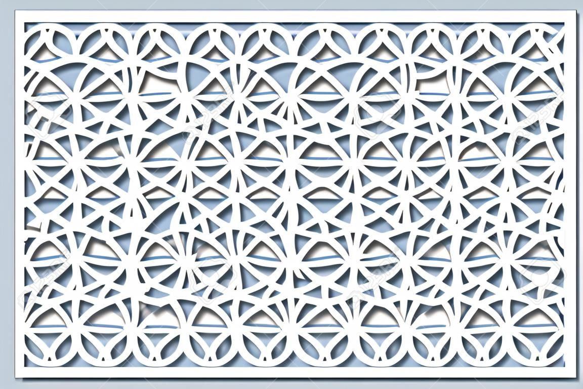 Set decorative card for cutting. Arabesque pattern. Laser cut panel. Ratio 2:3. Vector illustration.