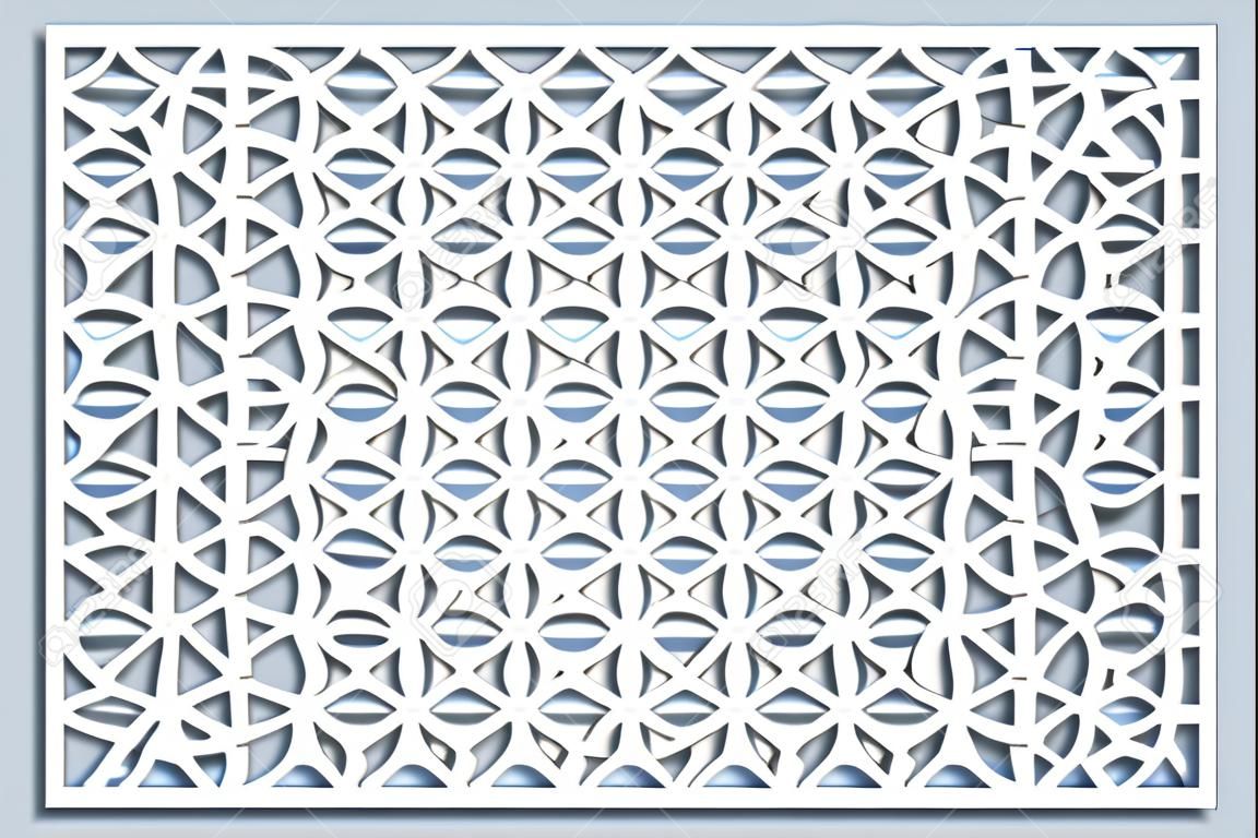 Set decorative card for cutting. Arabesque pattern. Laser cut panel. Ratio 2:3. Vector illustration.