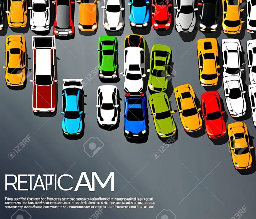 Road cars transport, traffic jam