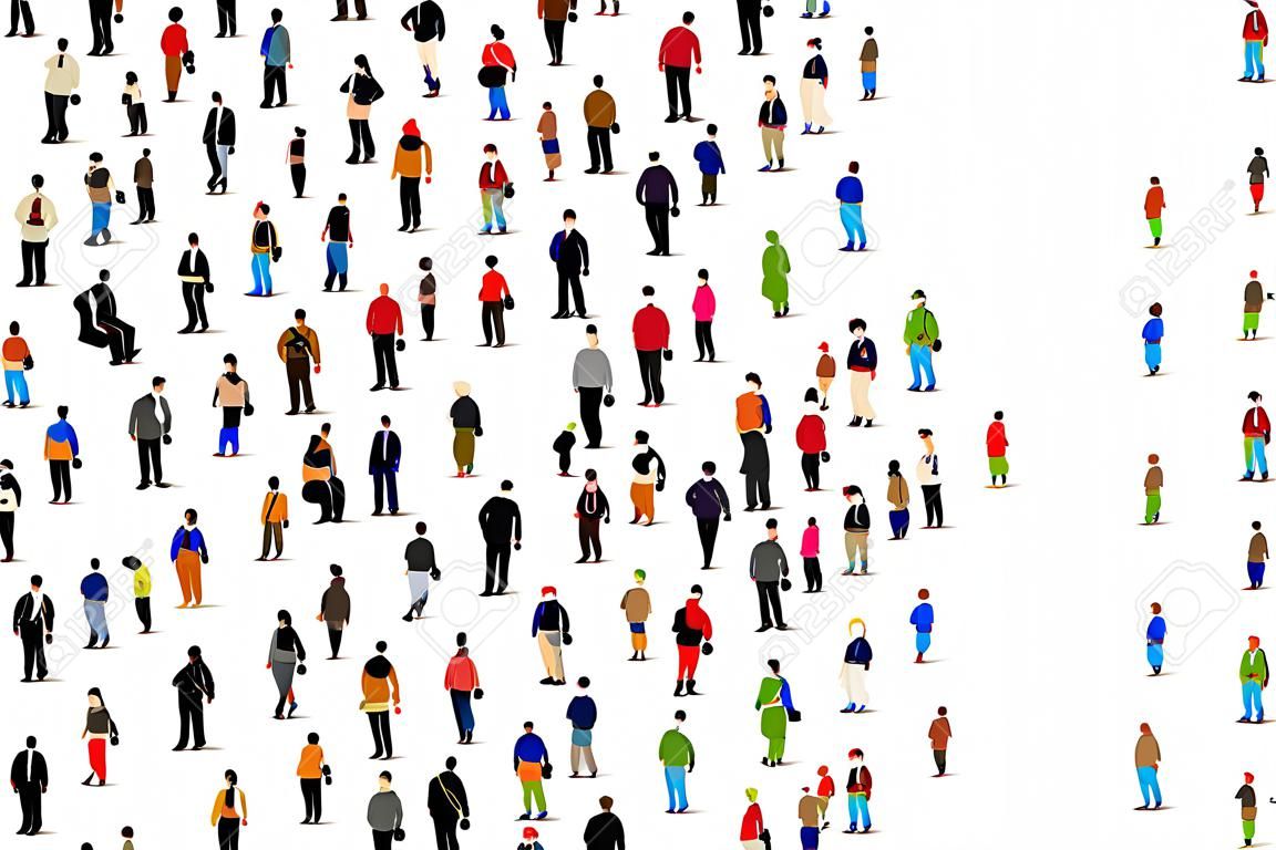 Large group of people in number 8 eight form. Vector background