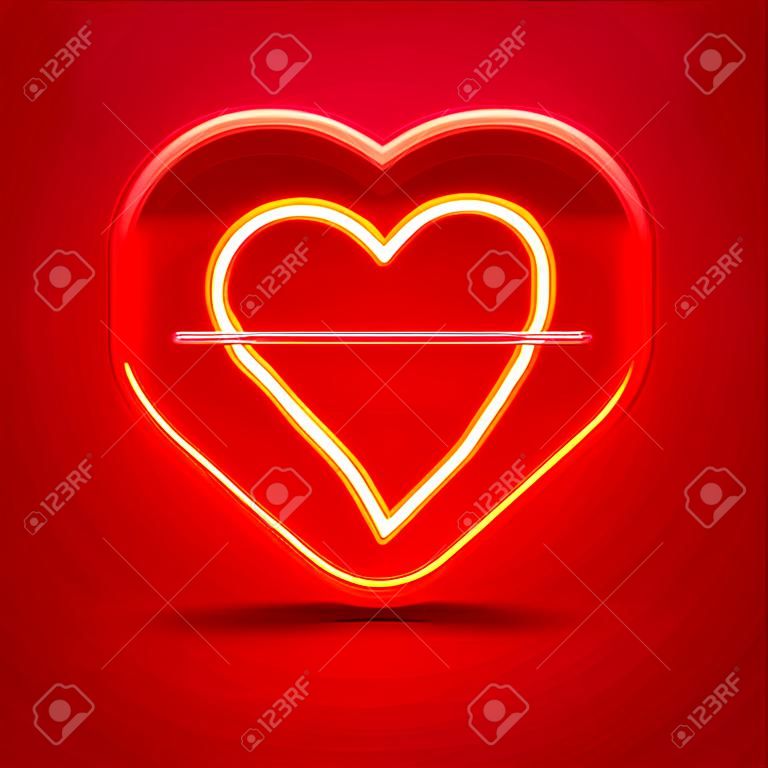 心臓の形をしたネオンフレームチャットサイン。