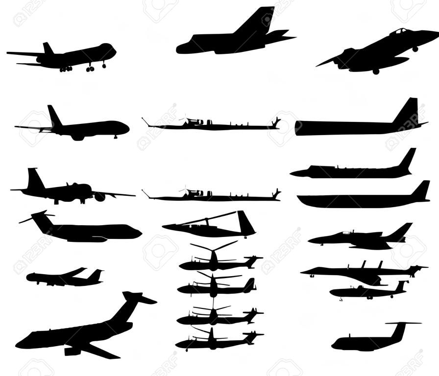 US moderne Militärflugzeuge Silhouettes