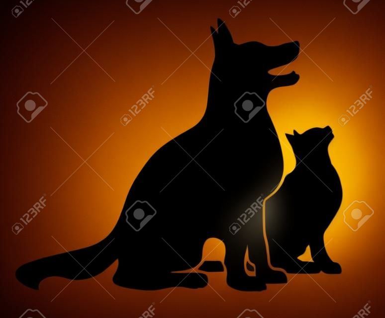 Perro y la silueta del gato