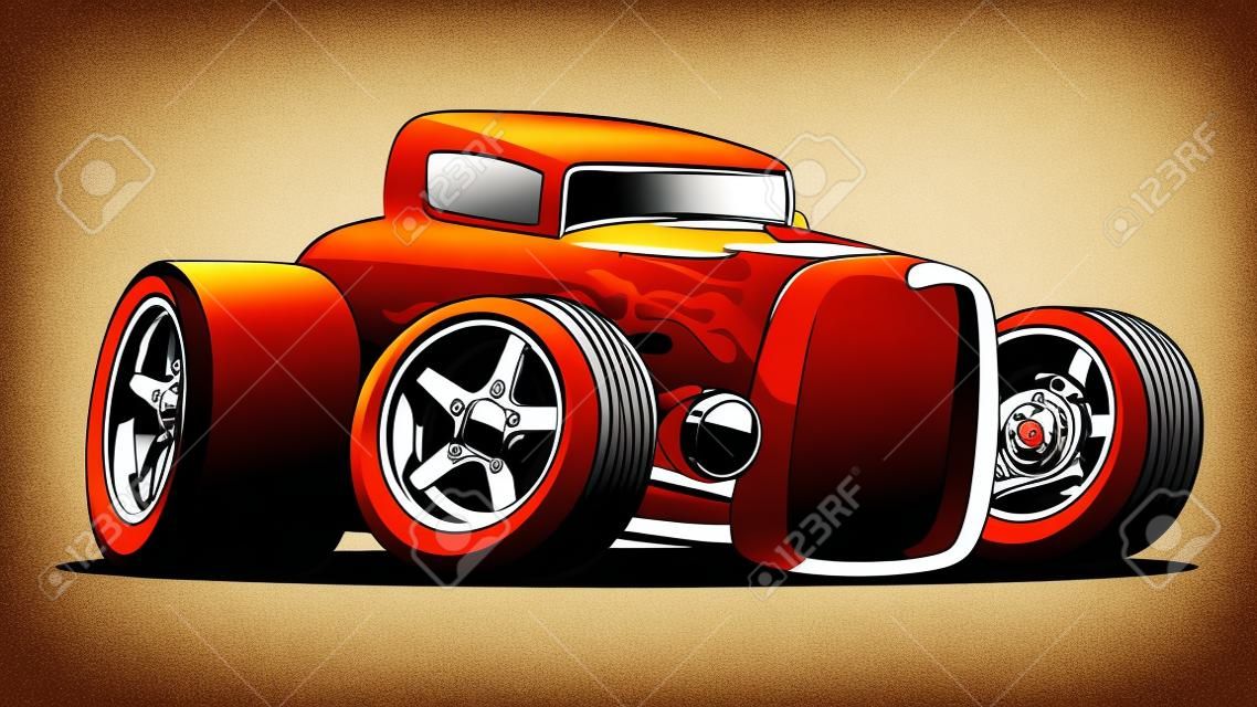 Illustrazione classica di vettore del fumetto dell'automobile del coupé di Hot Rod Classic