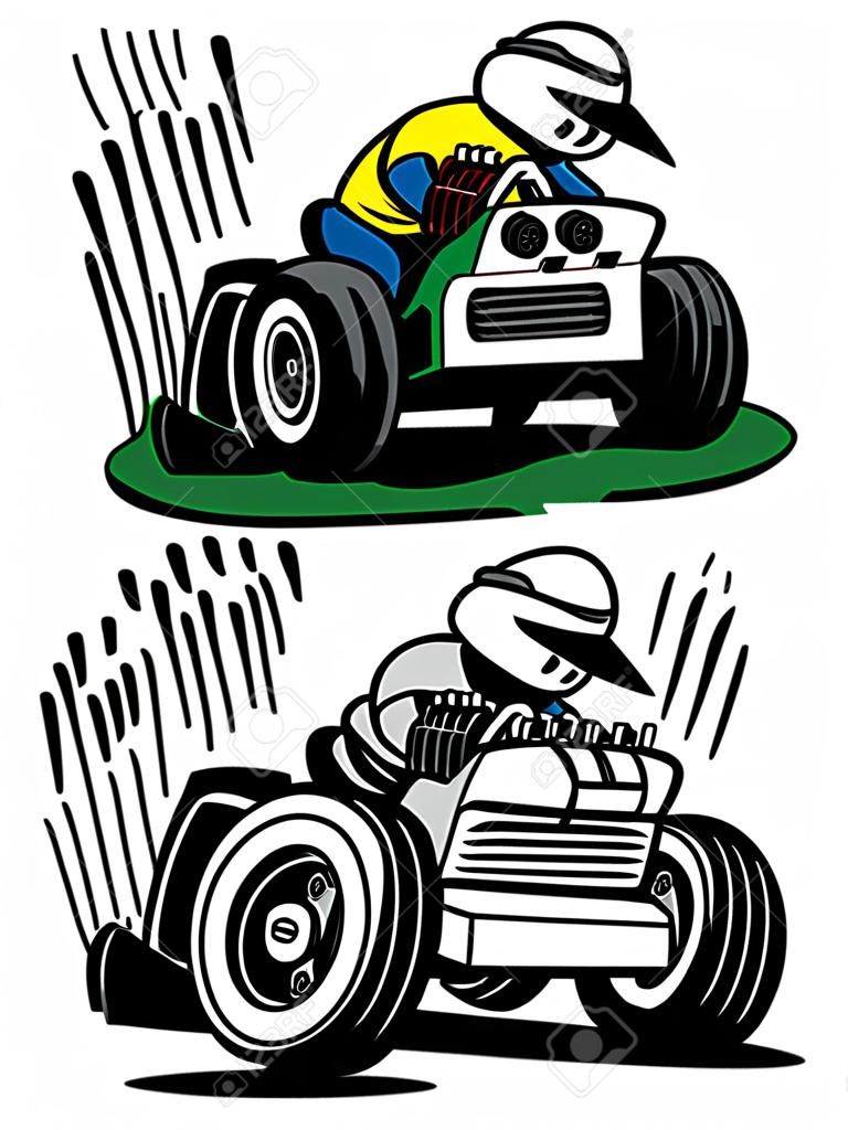 Cartoon Racing Rasenmäher Vektor-Illustration