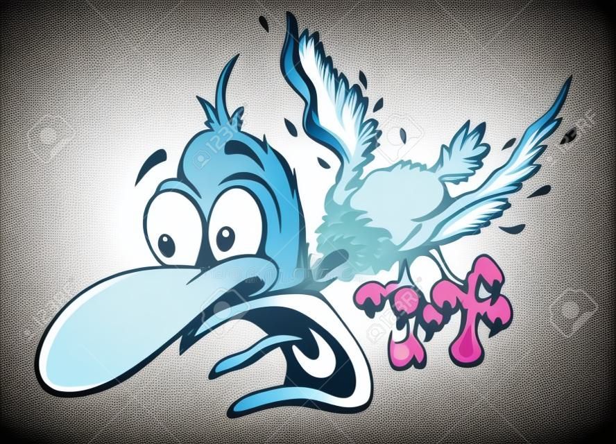 Ilustración de vector de pájaro loco de dibujos animados