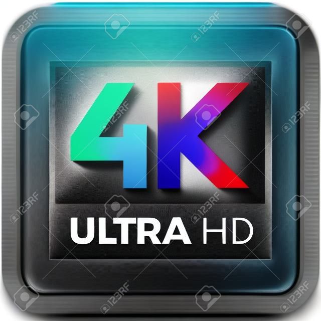 Simbolo 4K Ultra HD, segno di risoluzione 4K ad alta definizione, UHD - 2160p