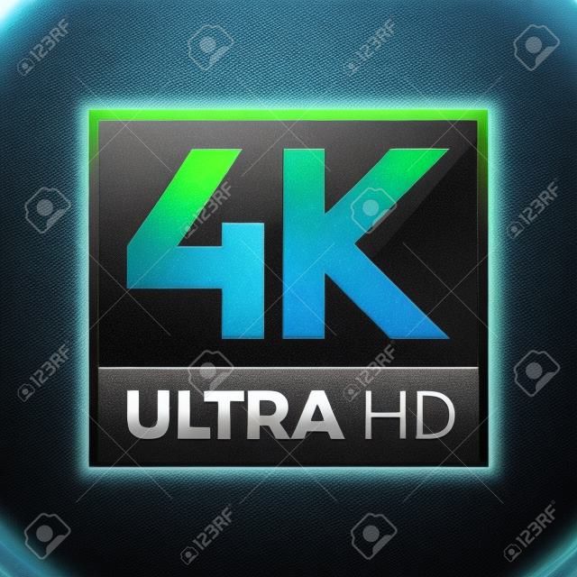 Symbol 4K Ultra HD, znak rozdzielczości 4K w wysokiej rozdzielczości, UHD - 2160p