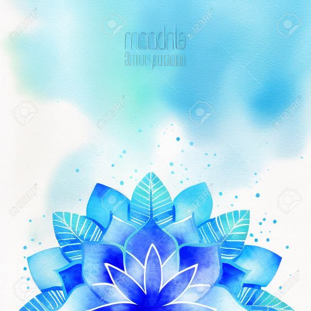 Акварель цветочный абстрактный рисунок. Синий цветок декоративный элемент. Векторный фон