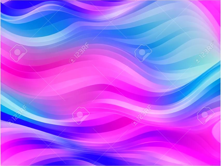 Colored pink, blue and purple abstract gradient background in vector. Vibrant wavy hand drawn pattern.