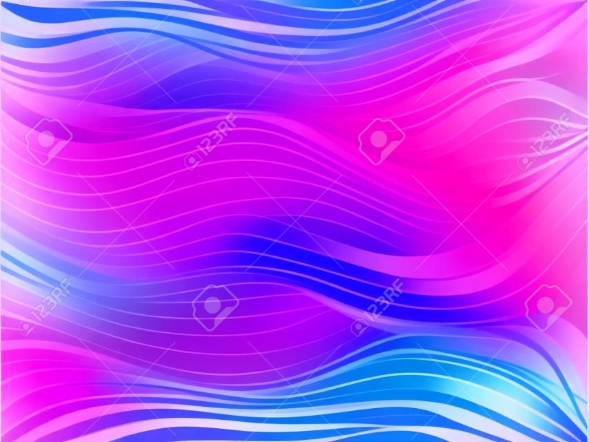 在传染媒介的色的桃红色，蓝色和紫色抽象梯度背景。充满活力的波浪手绘制的图案。