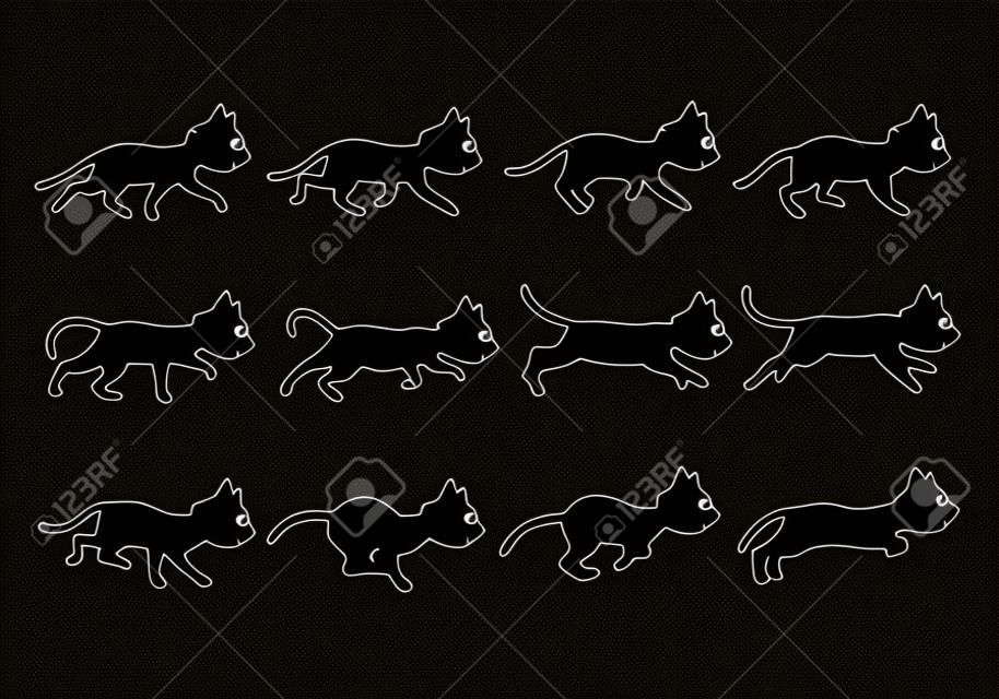 Vector Illustratie van Zwarte Kat Sequence voor Animatie of Spel Project