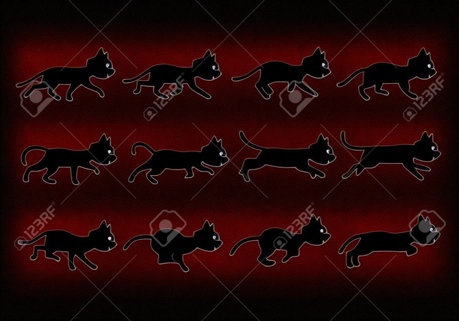 Vector Illustratie van Zwarte Kat Sequence voor Animatie of Spel Project