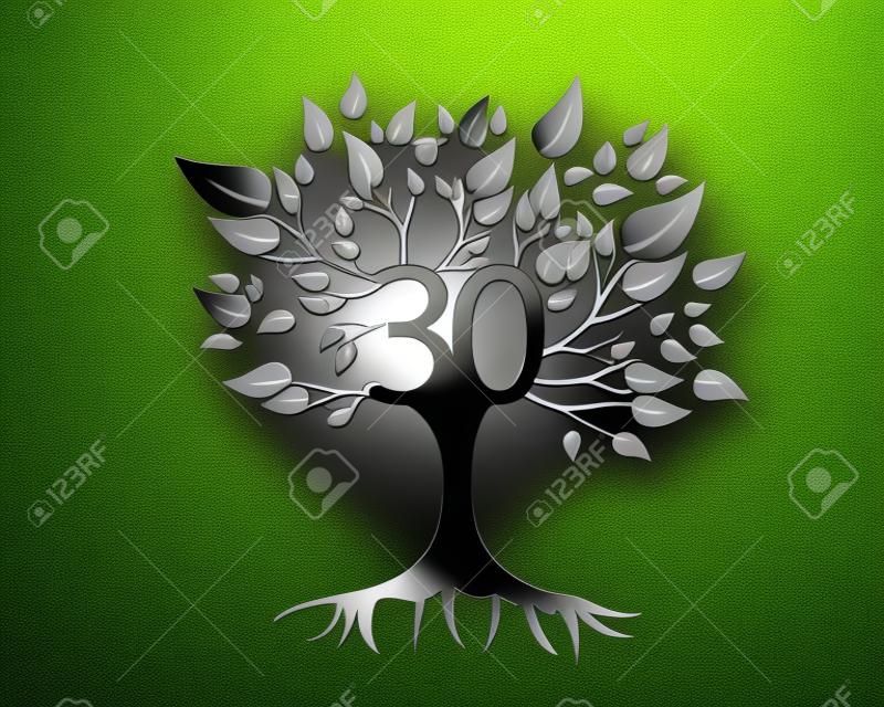 30. Yıl Ağacı Logo Simge Şablon