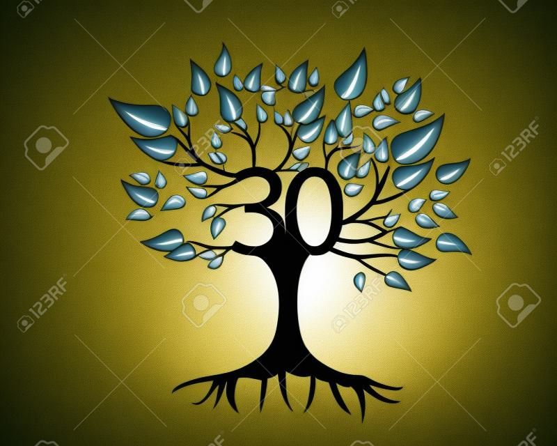 30. Yıl Ağacı Logo Simge Şablon