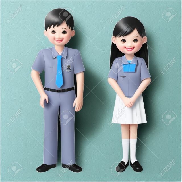 Estate ragazzo di banco in uniforme e la scuola ragazza
