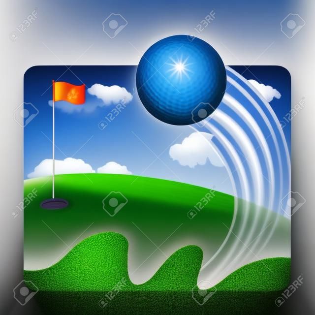 golfe, ligado, grama, com, céu azul